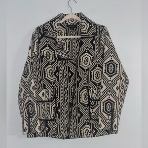 MINKPINK Black Cream Aztec Tribal Moto Jacket Women’s Medium